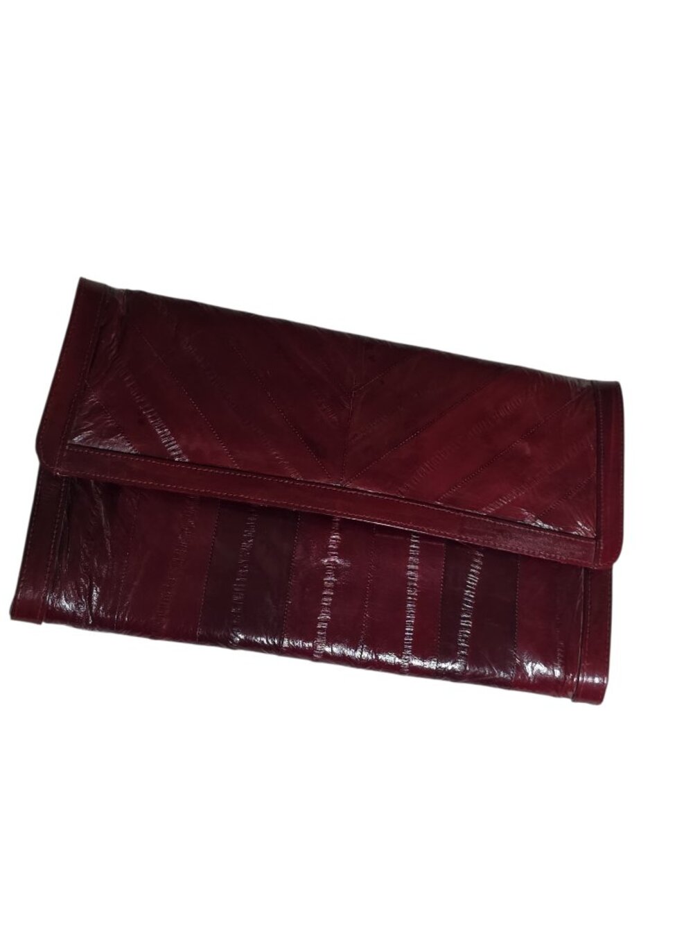 Eel skin clutch  bag in Burgundy Vintage Quiet Luxury